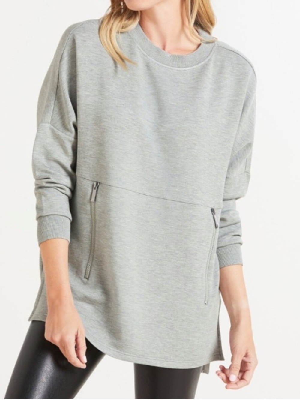 Varley Light Heather Grey Bayliss Zippered Pocket Pullover Sweatshirt Medium